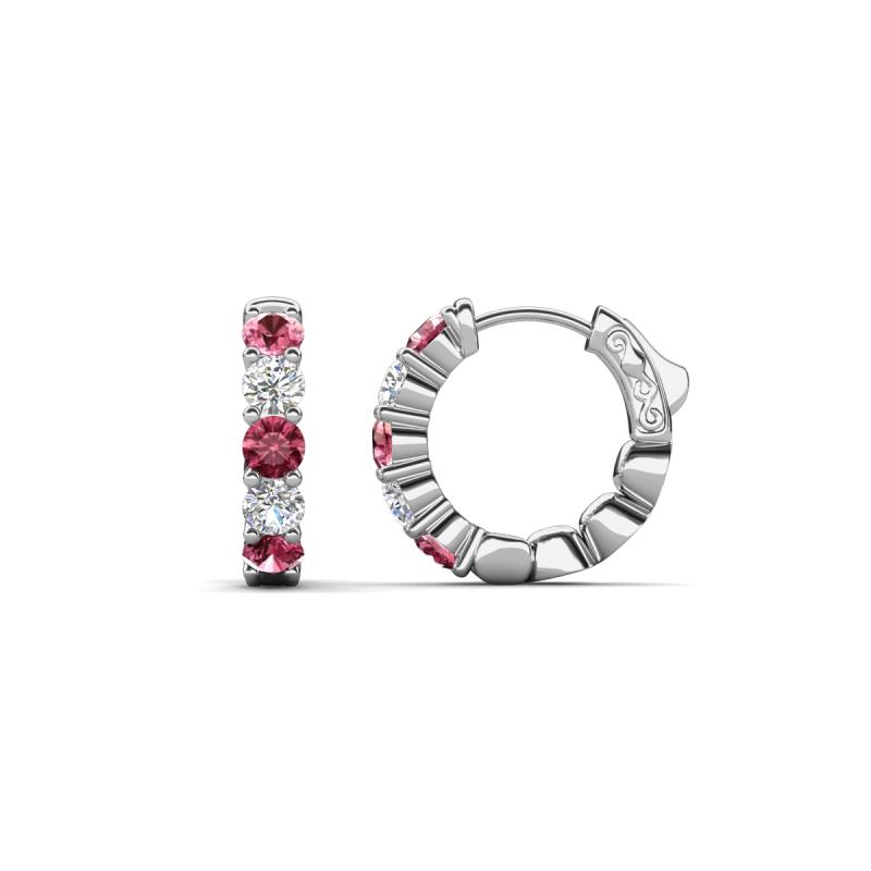 Anika 0.88 ctw Pink Tourmaline and Lab Grown Diamonds (3.00 mm) Huggie Earrings 