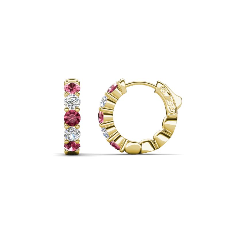 Anika 0.88 ctw Pink Tourmaline and Lab Grown Diamonds (3.00 mm) Huggie Earrings 