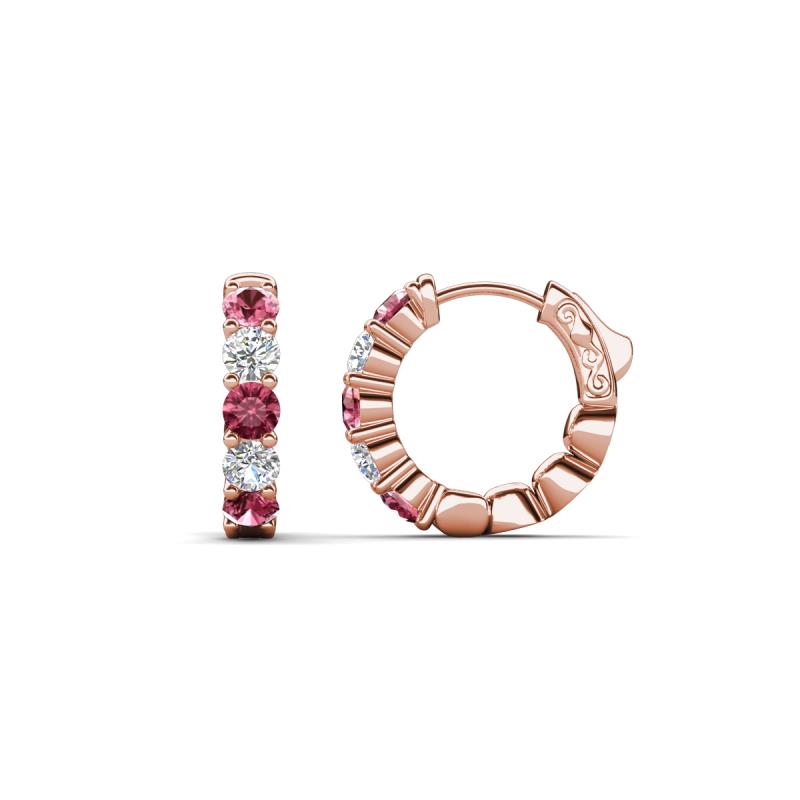 Anika 0.88 ctw Pink Tourmaline and Lab Grown Diamonds (3.00 mm) Huggie Earrings 