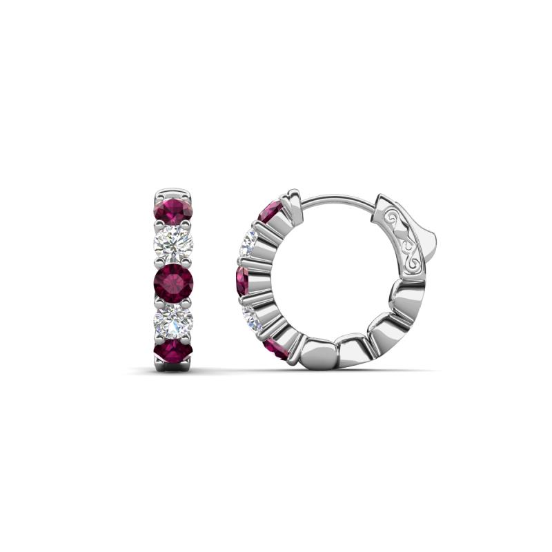 Anika 1.10 ctw Rhodolite Garnet and Lab Grown Diamonds (3.00 mm) Huggie Earrings 