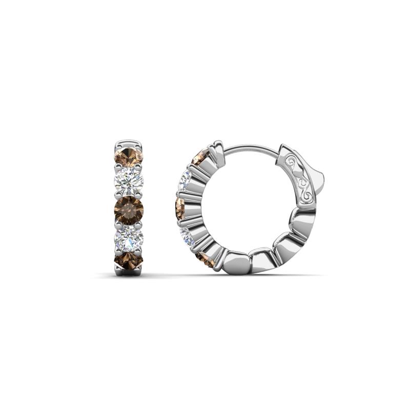 Anika 1.00 ctw Smoky Quartz and Lab Grown Diamonds (3.00 mm) Huggie Earrings 