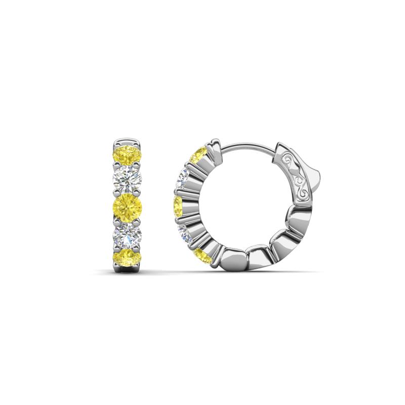 Anika 1.06 ctw Lab Grown Yellow and White Diamonds (3.00 mm) Huggie Earrings 