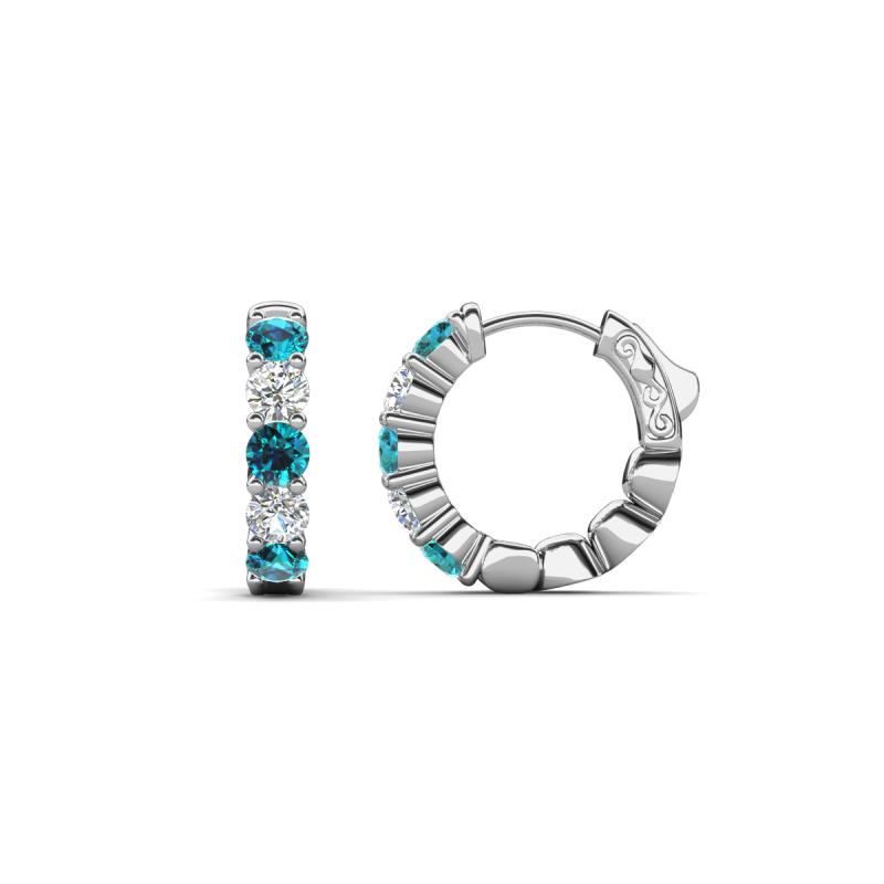 Anika 1.06 ctw Lab Grown Blue and White Diamonds (3.00 mm) Huggie Earrings 