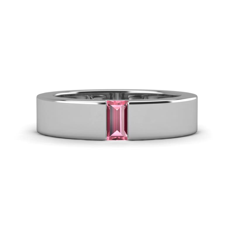 Carter 0.30 ct Baguette Shape Pink Tourmaline Men Wedding Band (5 mm) 