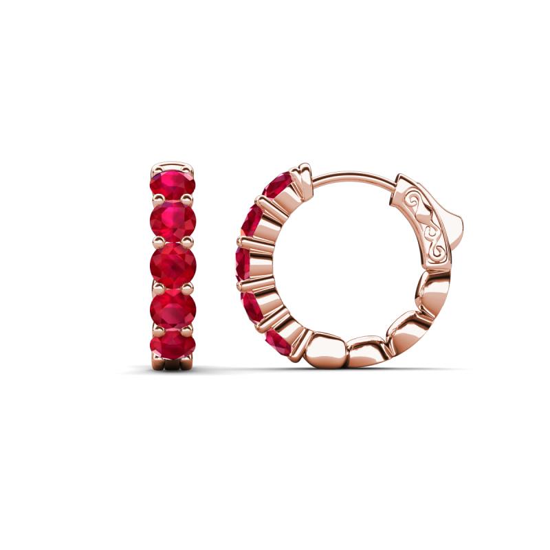 Anika 1.70 ctw Ruby (3.50 mm) Huggie Earrings 