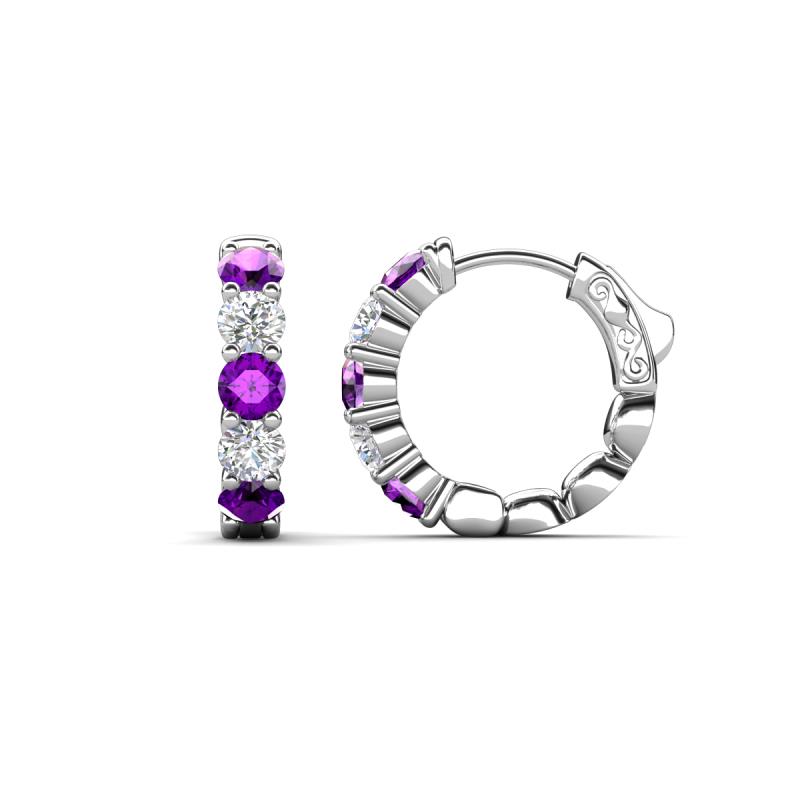 Anika 1.50 ctw Amethyst and Lab Grown Diamonds (3.50 mm) Huggie Earrings 