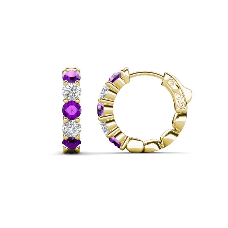 Anika 1.50 ctw Amethyst and Lab Grown Diamonds (3.50 mm) Huggie Earrings 