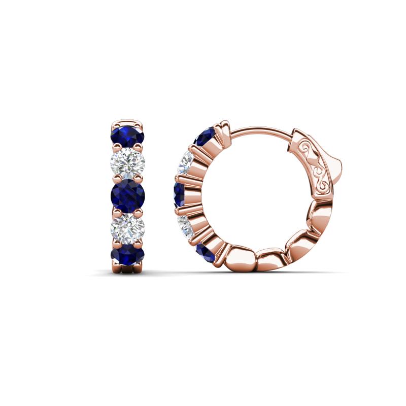 Anika 1.62 ctw Blue Sapphire and Lab Grown Diamonds (3.50 mm) Huggie Earrings 