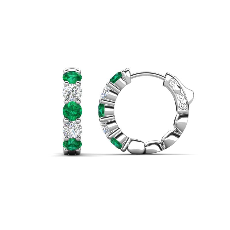 Anika 1.62 ctw Emerald and Lab Grown Diamonds (3.50 mm) Huggie Earrings 