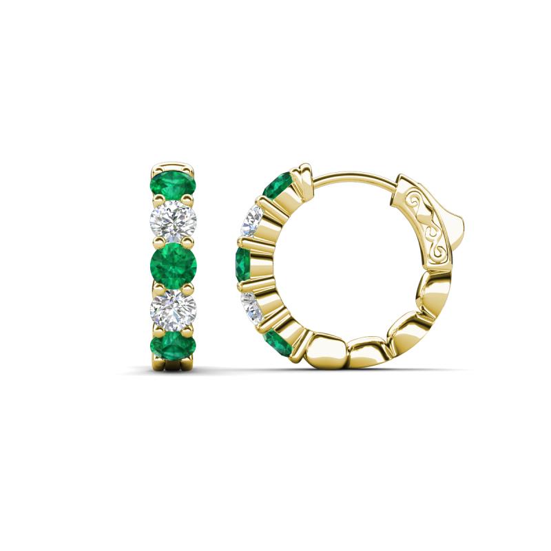 Anika 1.62 ctw Emerald and Lab Grown Diamonds (3.50 mm) Huggie Earrings 