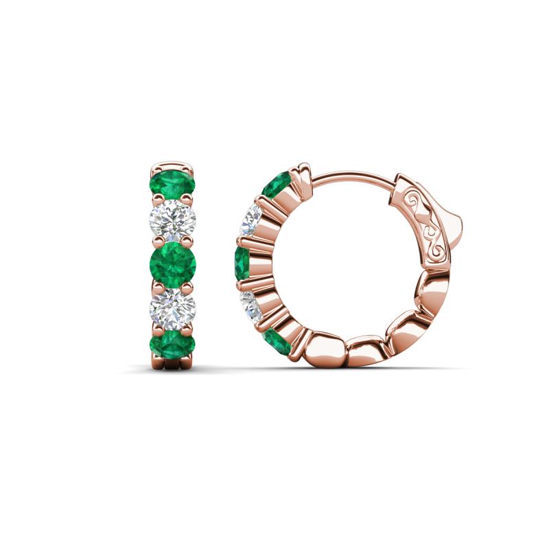 Anika 1.62 ctw Emerald and Lab Grown Diamonds (3.50 mm) Huggie Earrings 