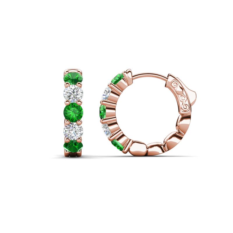 Anika 1.67 ctw Green Garnet and Lab Grown Diamonds (3.50 mm) Huggie Earrings 