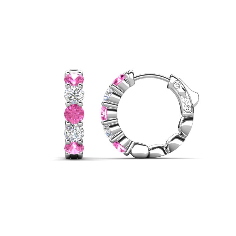 Anika 1.62 ctw Pink Sapphire and Lab Grown Diamonds (3.50 mm) Huggie Earrings 