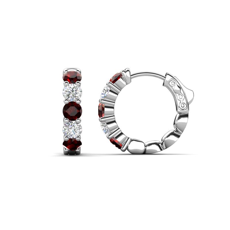 Anika 1.67 ctw Red Garnet and Lab Grown Diamonds (3.50 mm) Huggie Earrings 