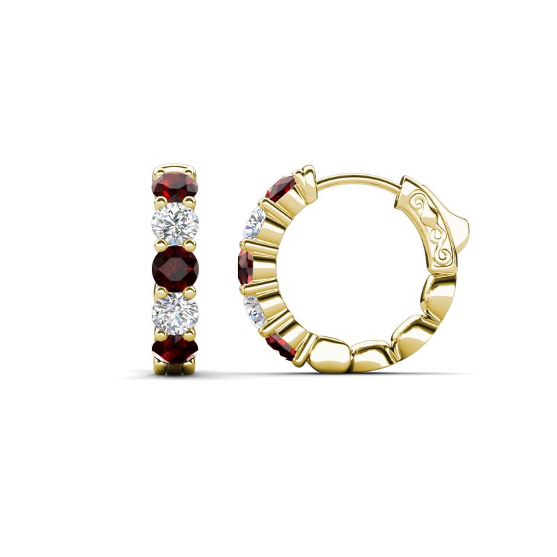 Anika 1.67 ctw Red Garnet and Lab Grown Diamonds (3.50 mm) Huggie Earrings 
