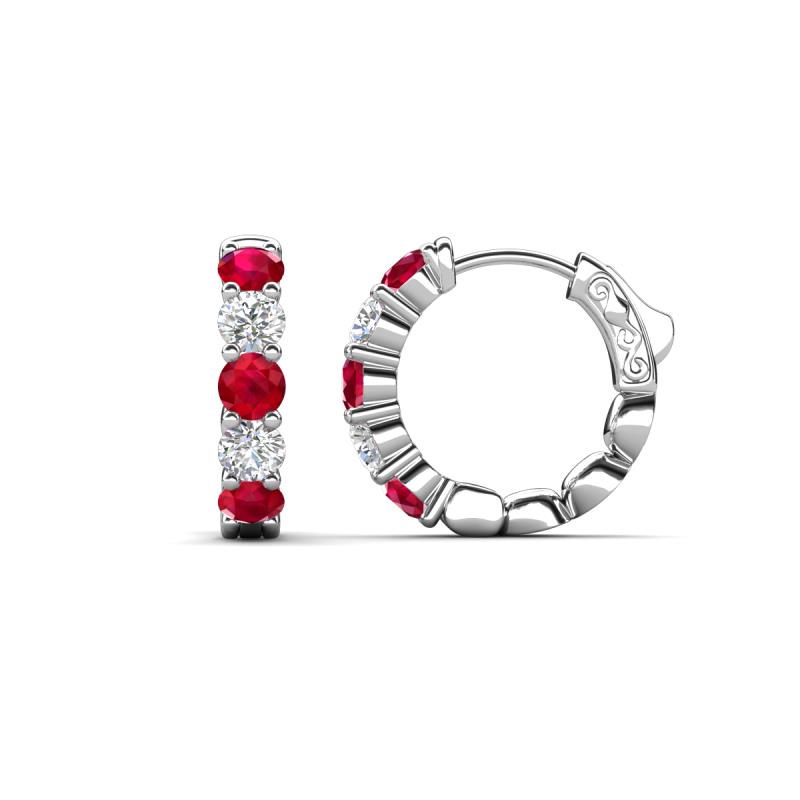 Anika 1.62 ctw Ruby and Lab Grown Diamonds (3.50 mm) Huggie Earrings 