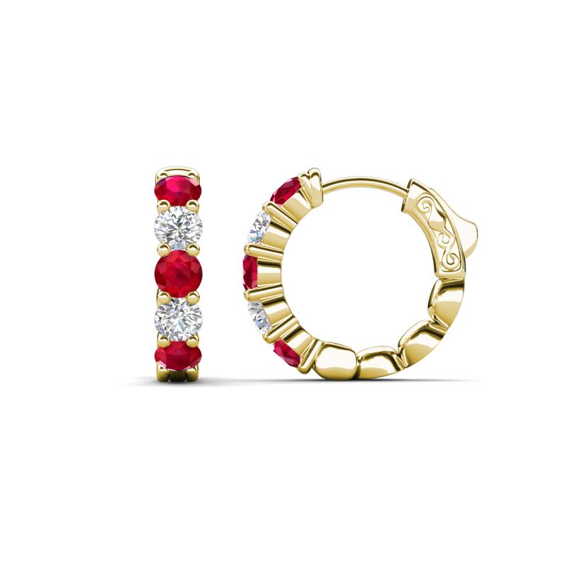 Anika 1.62 ctw Ruby and Lab Grown Diamonds (3.50 mm) Huggie Earrings 