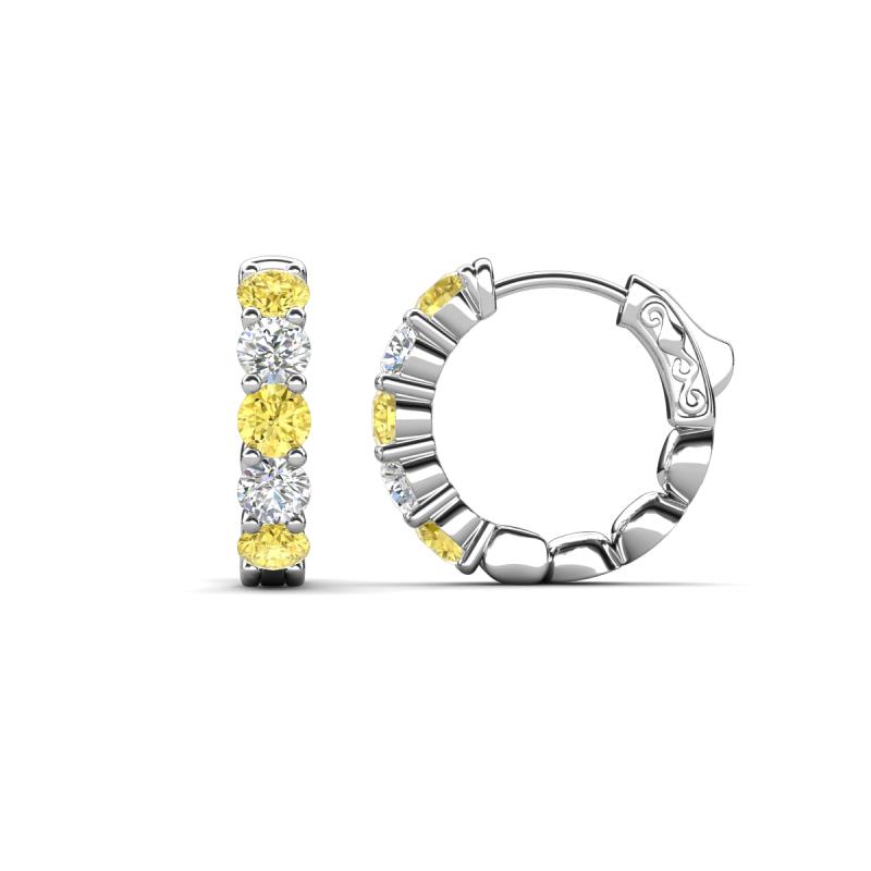 Anika 1.62 ctw Yellow Sapphire and Lab Grown Diamonds (3.50 mm) Huggie Earrings 