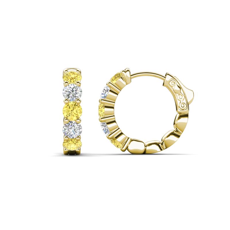 Anika 1.62 ctw Yellow Sapphire and Lab Grown Diamonds (3.50 mm) Huggie Earrings 