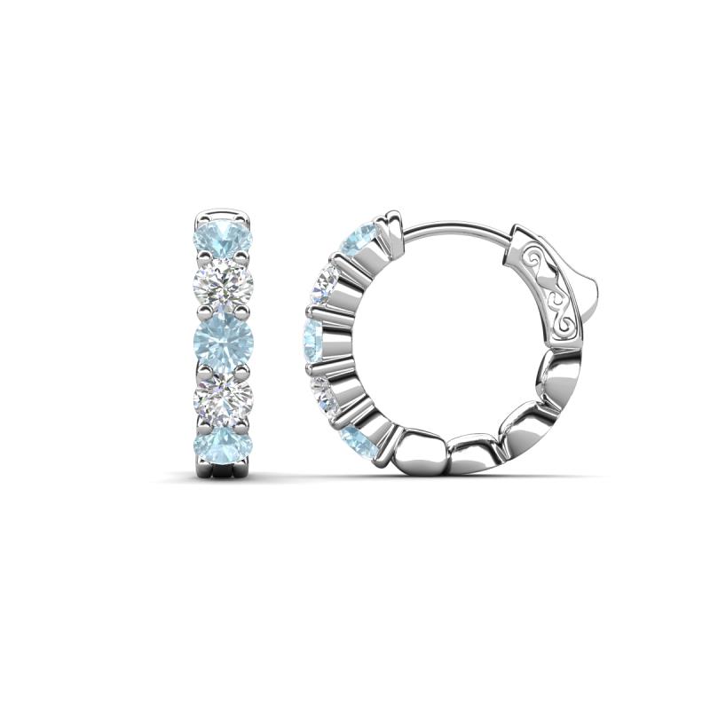 Anika 1.50 ctw Aquamarine and Lab Grown Diamonds (3.50 mm) Huggie Earrings 