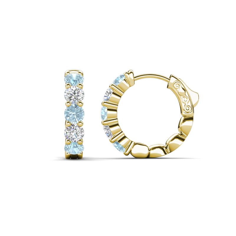 Anika 1.50 ctw Aquamarine and Lab Grown Diamonds (3.50 mm) Huggie Earrings 