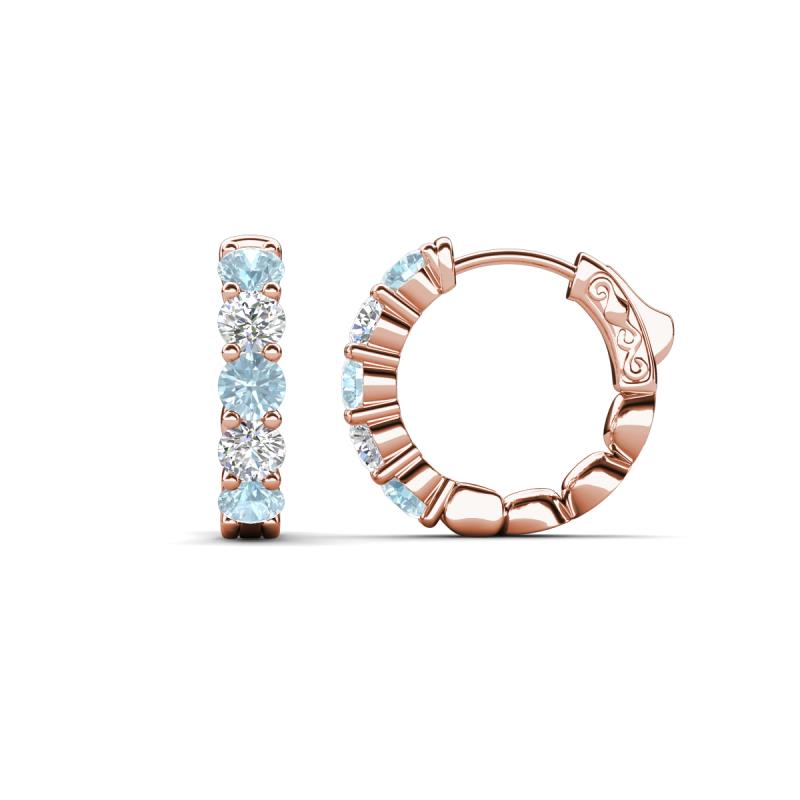 Anika 1.50 ctw Aquamarine and Lab Grown Diamonds (3.50 mm) Huggie Earrings 