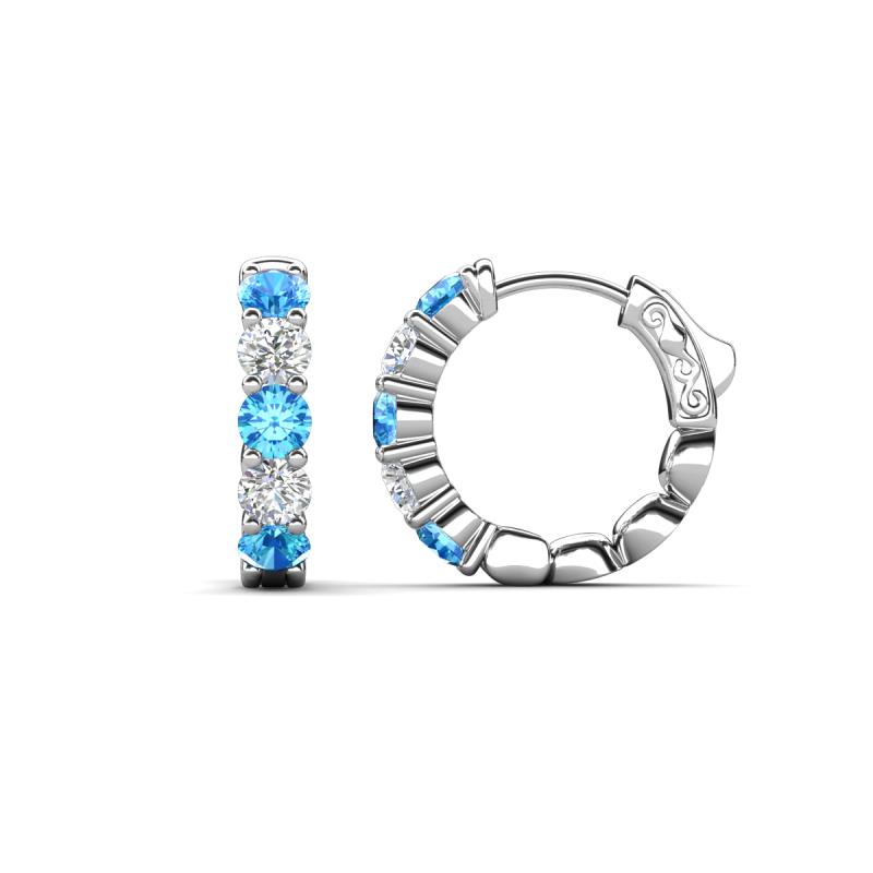 Anika 1.44 ctw Blue Topaz and Lab Grown Diamonds (3.50 mm) Huggie Earrings 