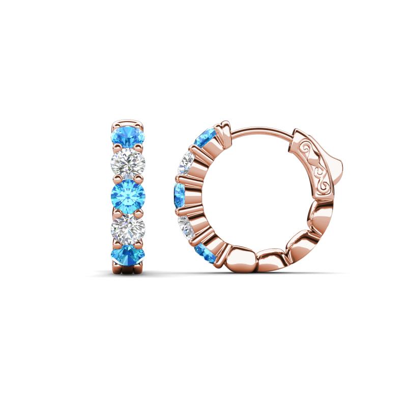 Anika 1.44 ctw Blue Topaz and Lab Grown Diamonds (3.50 mm) Huggie Earrings 