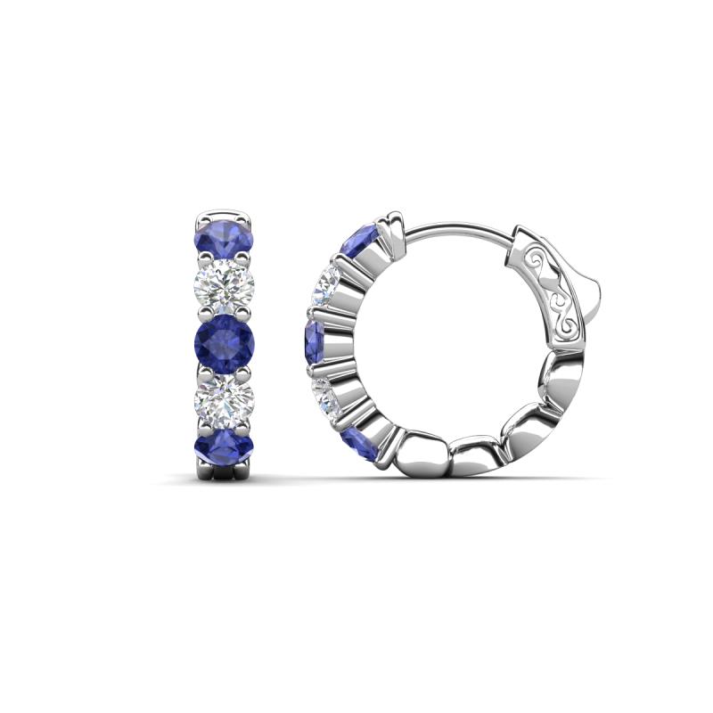 Anika 1.50 ctw Iolite and Lab Grown Diamonds (3.50 mm) Huggie Earrings 