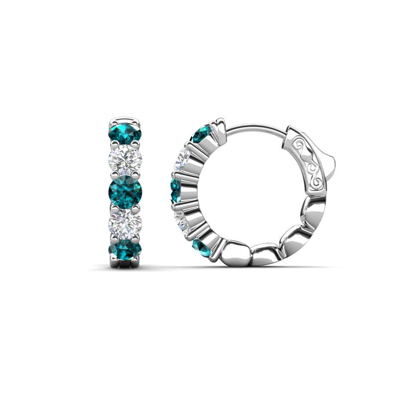 Anika 1.62 ctw London Blue Topaz and Lab Grown Diamonds (3.50 mm) Huggie Earrings 