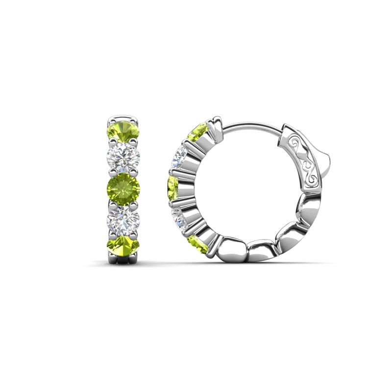 Anika 1.67 ctw Peridot and Lab Grown Diamonds (3.50 mm) Huggie Earrings 