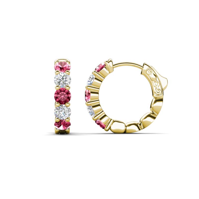 Anika 1.50 ctw Pink Tourmaline and Lab Grown Diamonds (3.50 mm) Huggie Earrings 