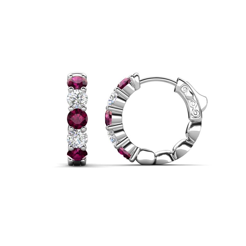 Anika 1.67 ctw Rhodolite Garnet and Lab Grown Diamonds (3.50 mm) Huggie Earrings 