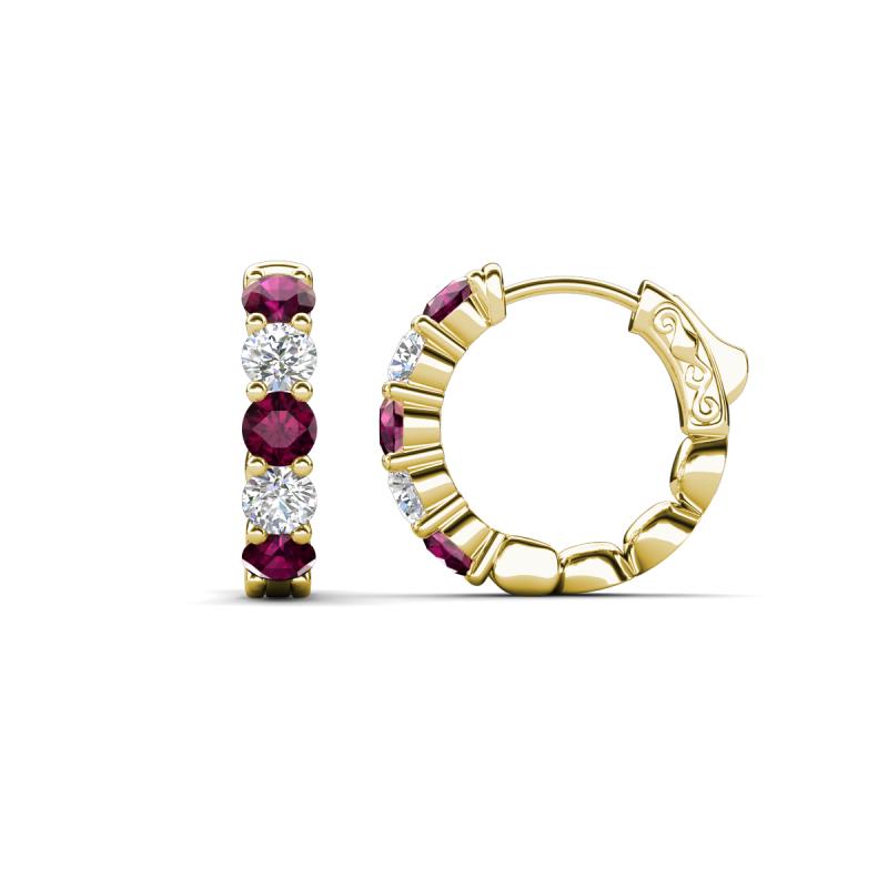 Anika 1.67 ctw Rhodolite Garnet and Lab Grown Diamonds (3.50 mm) Huggie Earrings 