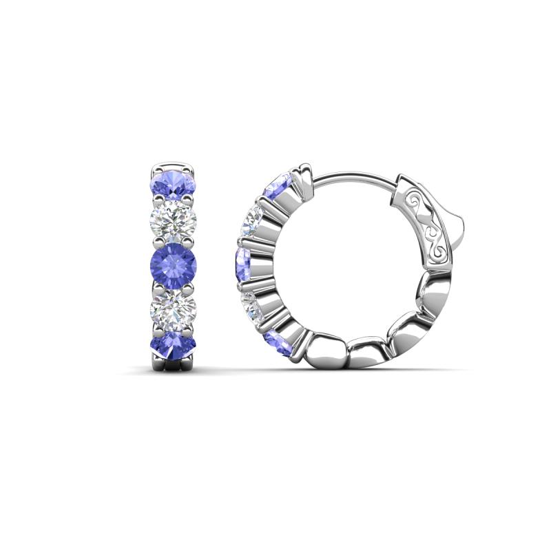 Anika 1.56 ctw Tanzanite and Lab Grown Diamonds (3.50 mm) Huggie Earrings 