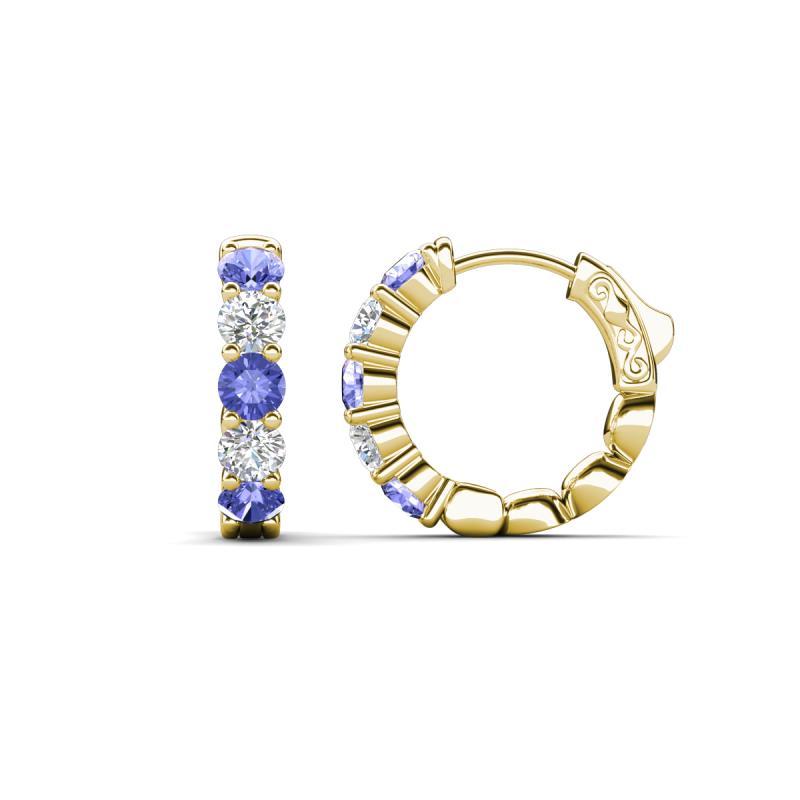 Anika 1.56 ctw Tanzanite and Lab Grown Diamonds (3.50 mm) Huggie Earrings 