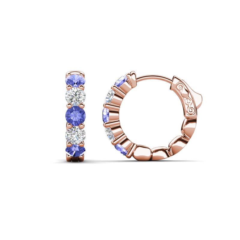 Anika 1.56 ctw Tanzanite and Lab Grown Diamonds (3.50 mm) Huggie Earrings 