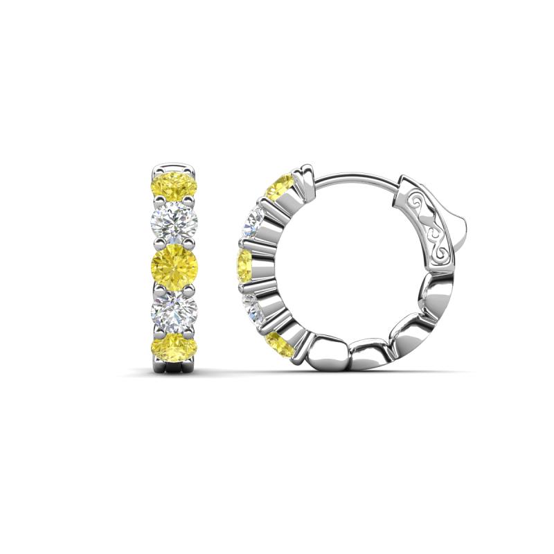 Anika 1.80 ctw Lab Grown Yellow and White Diamonds (3.50 mm) Huggie Earrings 