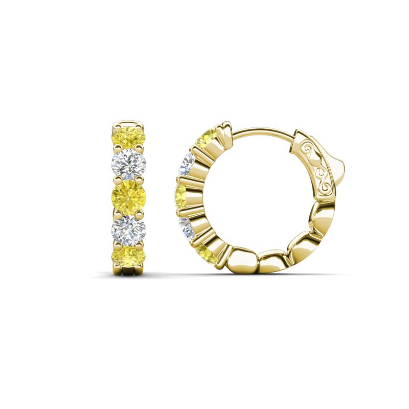 Anika 1.80 ctw Lab Grown Yellow and White Diamonds (3.50 mm) Huggie Earrings 