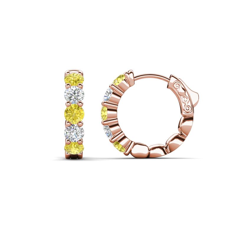 Anika 1.80 ctw Lab Grown Yellow and White Diamonds (3.50 mm) Huggie Earrings 