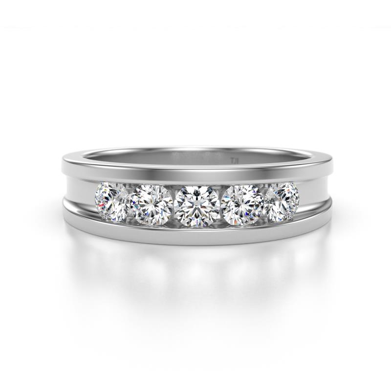 Aaron 0.50 ctw Natural Diamond 5 Stone Men Wedding Band (5 mm) 