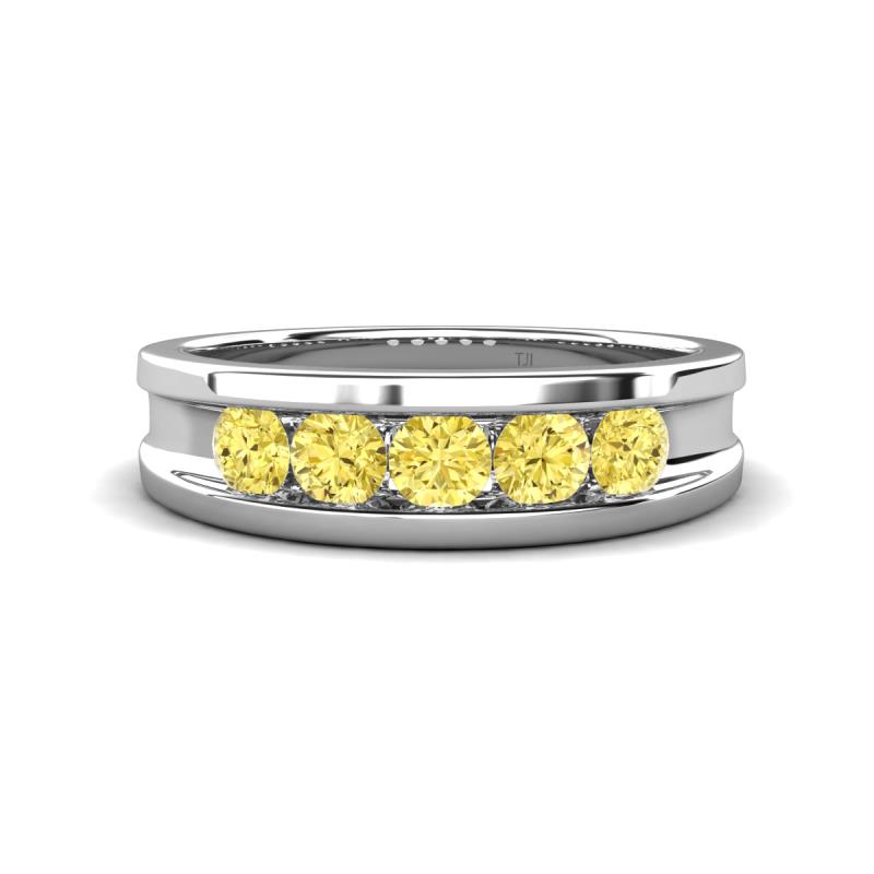 Aaron 0.53 ctw Yellow Sapphire 5 Stone Men Wedding Band (5 mm) 