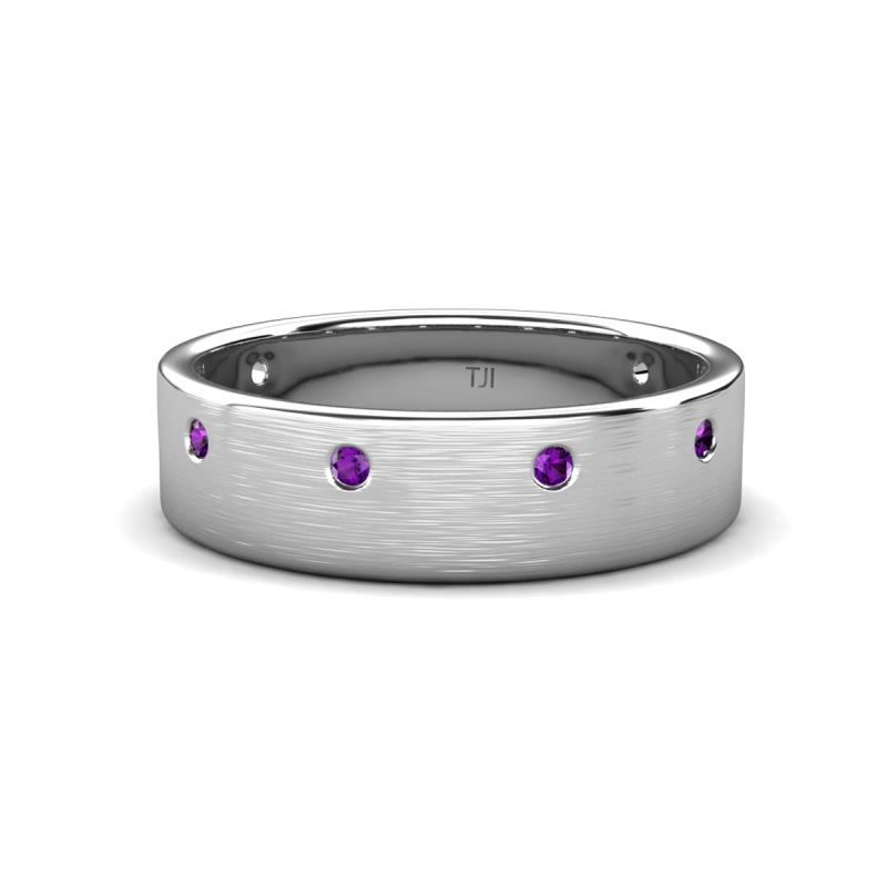 Orion 0.14 ctw Round Amethyst Brushed Satin Finish Men Wedding Band (8 mm) 