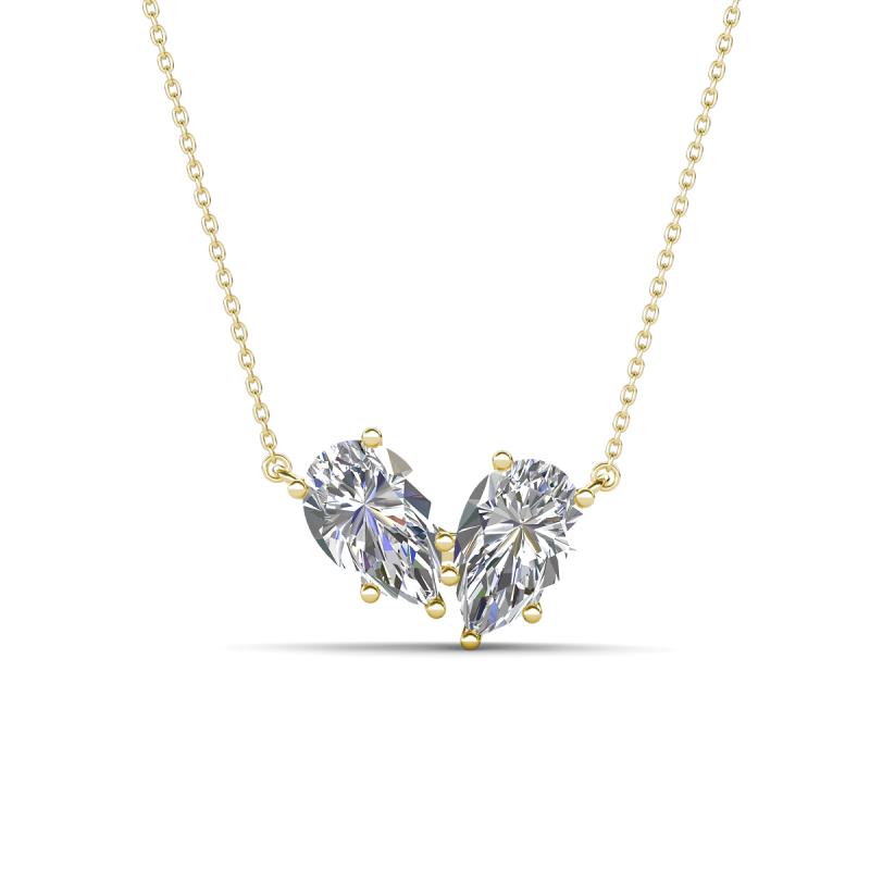 Zemi 1.30 ctw IGI Certified Pear Shape Lab Grown Diamonds (7x5 mm) Toi Et Moi Pendant Necklace 