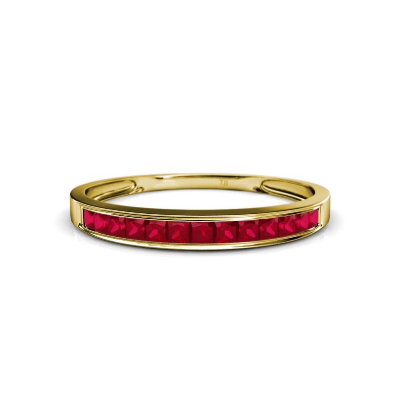 Aqilia 2.00 mm Princess Cut Ruby 13 Stone Wedding Band 