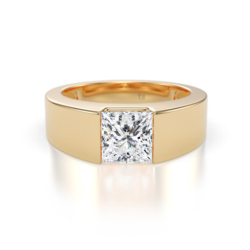 Jordan 1.25 ct IGI Certified Princess Shape Solitaire Lab Grown Diamond (6.00 mm) Men's Wedding Band 