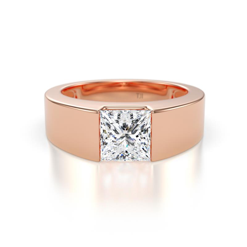 Jordan 1.25 ct GIA Certified Princess Shape Solitaire Natural Diamond (6.00 mm) Men's Wedding Band 