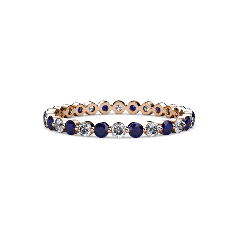 Valerie 2.40 mm Blue Sapphire and Diamond Eternity Band 