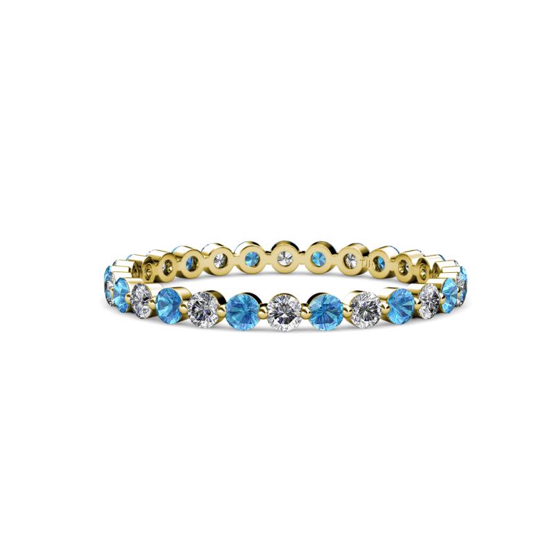 Valerie 2.40 mm Blue Topaz and Diamond Eternity Band 