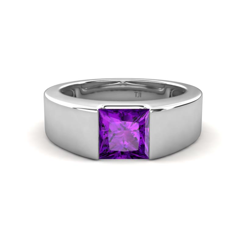 Jordan 1.00 ct Princess Shape Solitaire Amethyst (6.00 mm) Men's Wedding Band 
